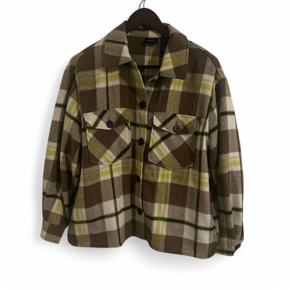 Vero moda brown plaid button up flannel